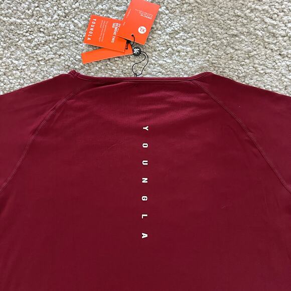 Men's YoungLA 403 ELITE TEE stretch quick dry, XL, NWT, Burgundy - Picture 5 of 8